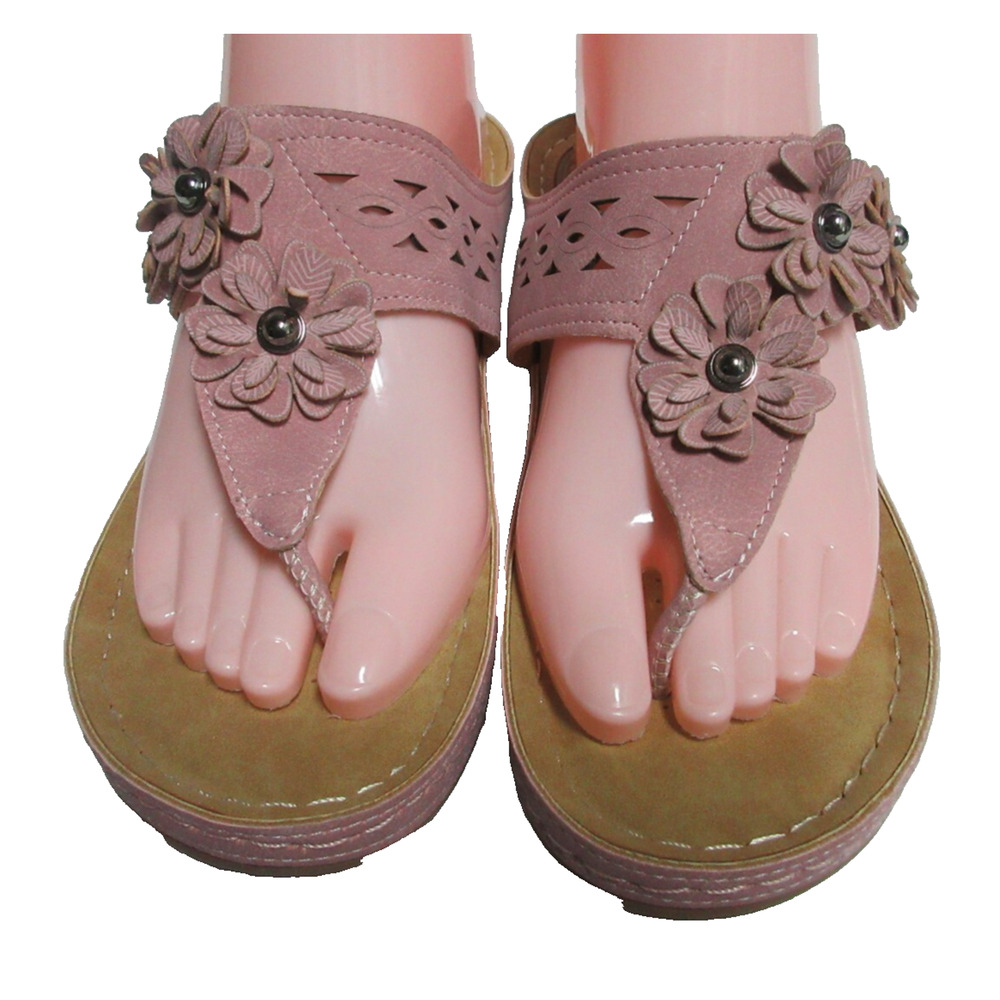 FUDYNMALC Orthopedic Sandals Dusty Rose Women Wedge SZ 6 Comfortable Walking